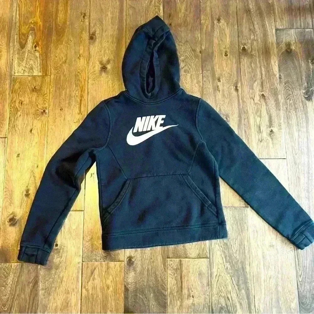 Nike Pullover Hoodie Kids Small Black Excellent Futura Logo Fleece Sweatshirt